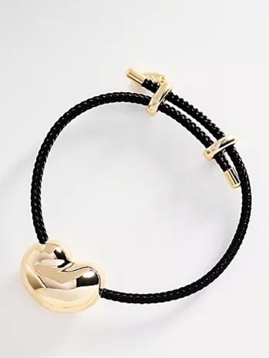 Anthropologie Jewelry - NWT! Anthropologie, Bean Pendant Cord Bracelet, Black/Gold, MSRP $42
